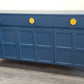Midcentury Retro Nathan Squares Sideboard. Blue Yellow Painted Upcycled TV Cabinet Commission Piece