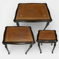 Tall Nest Of Tables Queen Anne Cabriole Legs Leather Glass Top FREE UK* Delivery. SBR11061/2010E