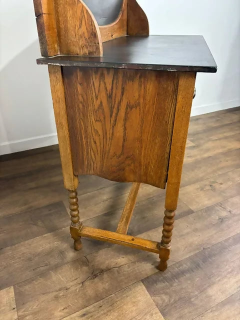 Edwardian Oak Marble Top Washstand