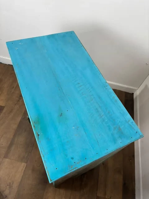 Industrial Style Reclaimed Distressed Blue Indian Cupboard