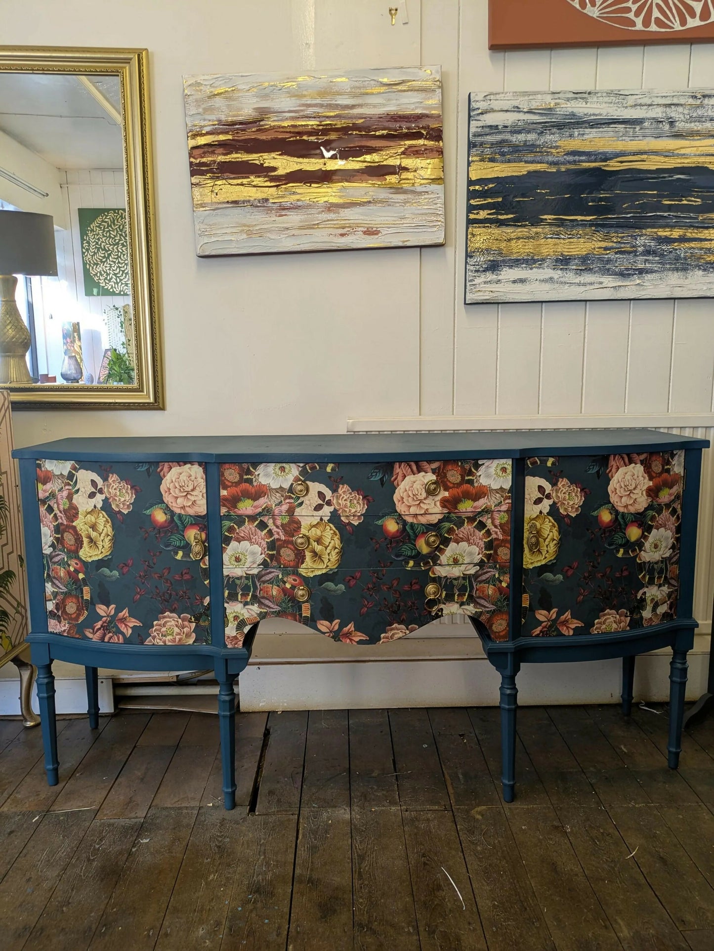 Strongbow Vintage Sideboard Dresser Painted Upcycled Dark Teal