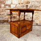 Rustic Solid Oak Side Table with Storage Cupboard