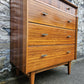 Lebus Chest of Drawers: Mid-Century Modern Tallboy Cabinet Four Drawer
