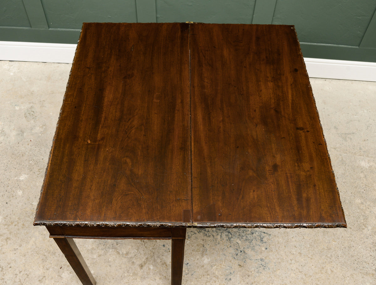 Antique Mahogany Fold Over Tea Table - Games Table - Console Table