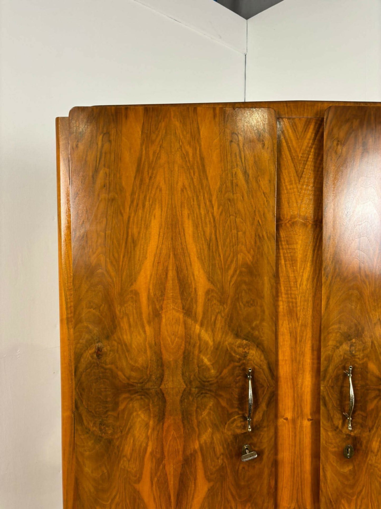 1950's Vintage Walnut Gents Wardrobe