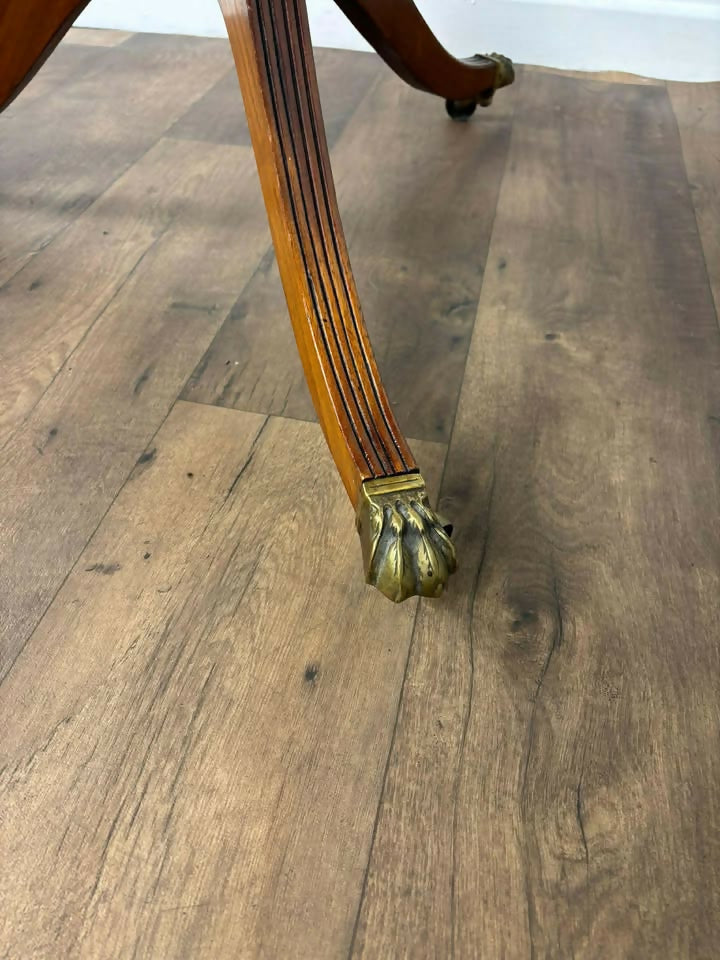 Antique Oak Round Console Table On Triform Base