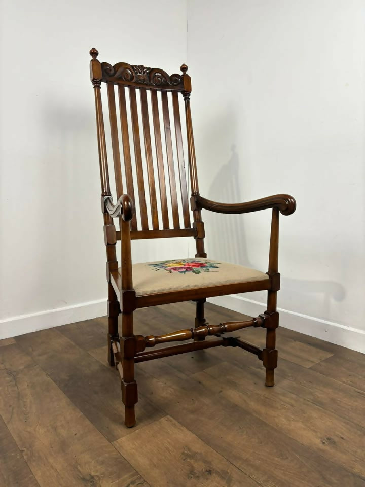 Reproduction Bar Back Mahogany Framed Armchair