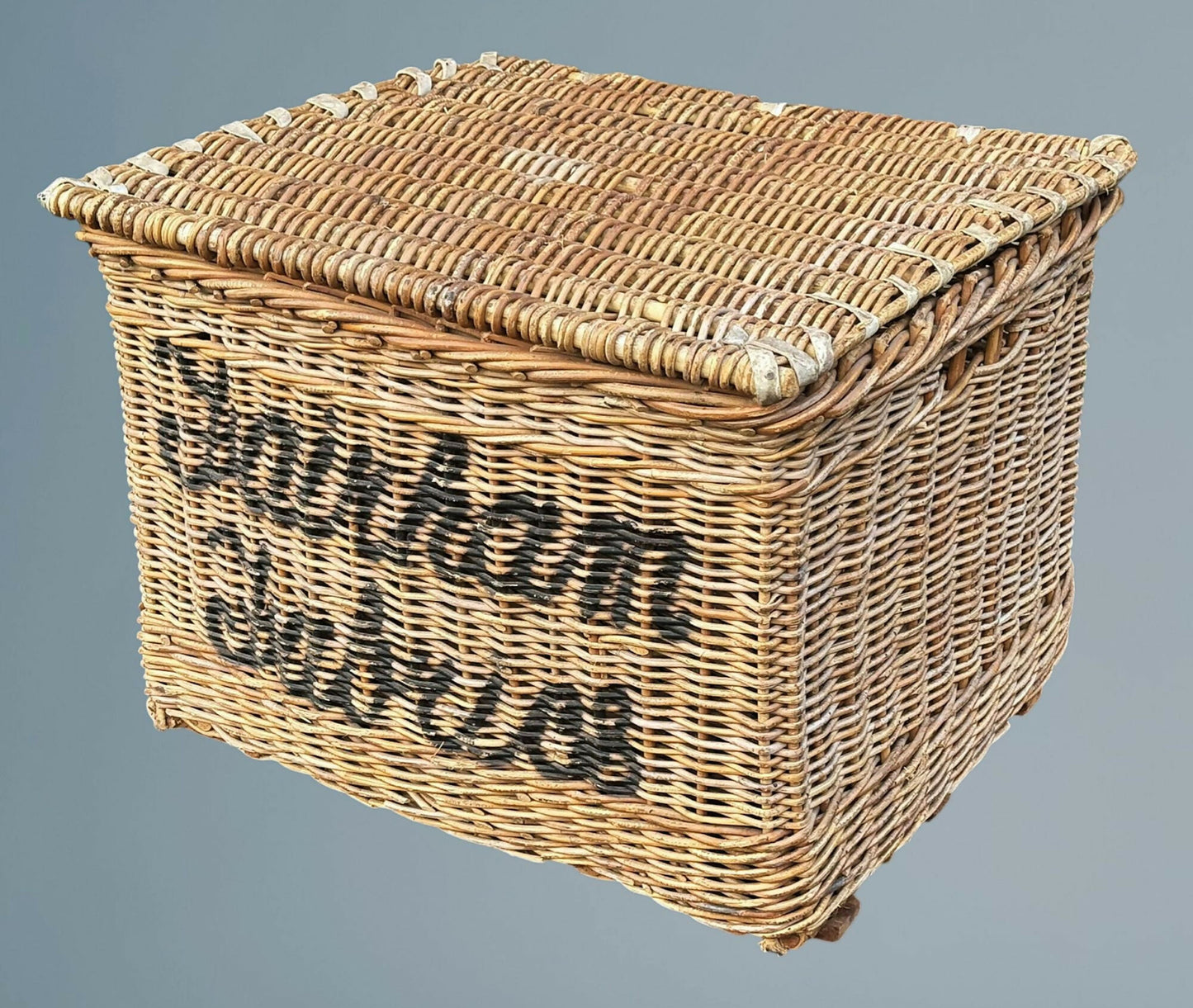 Large Antique Log Basket /Wicker Basket