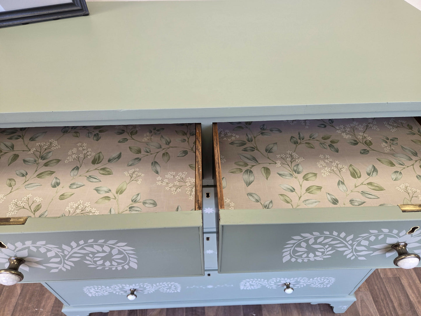 Bone Inlay stencilled large Chest of Drawers
