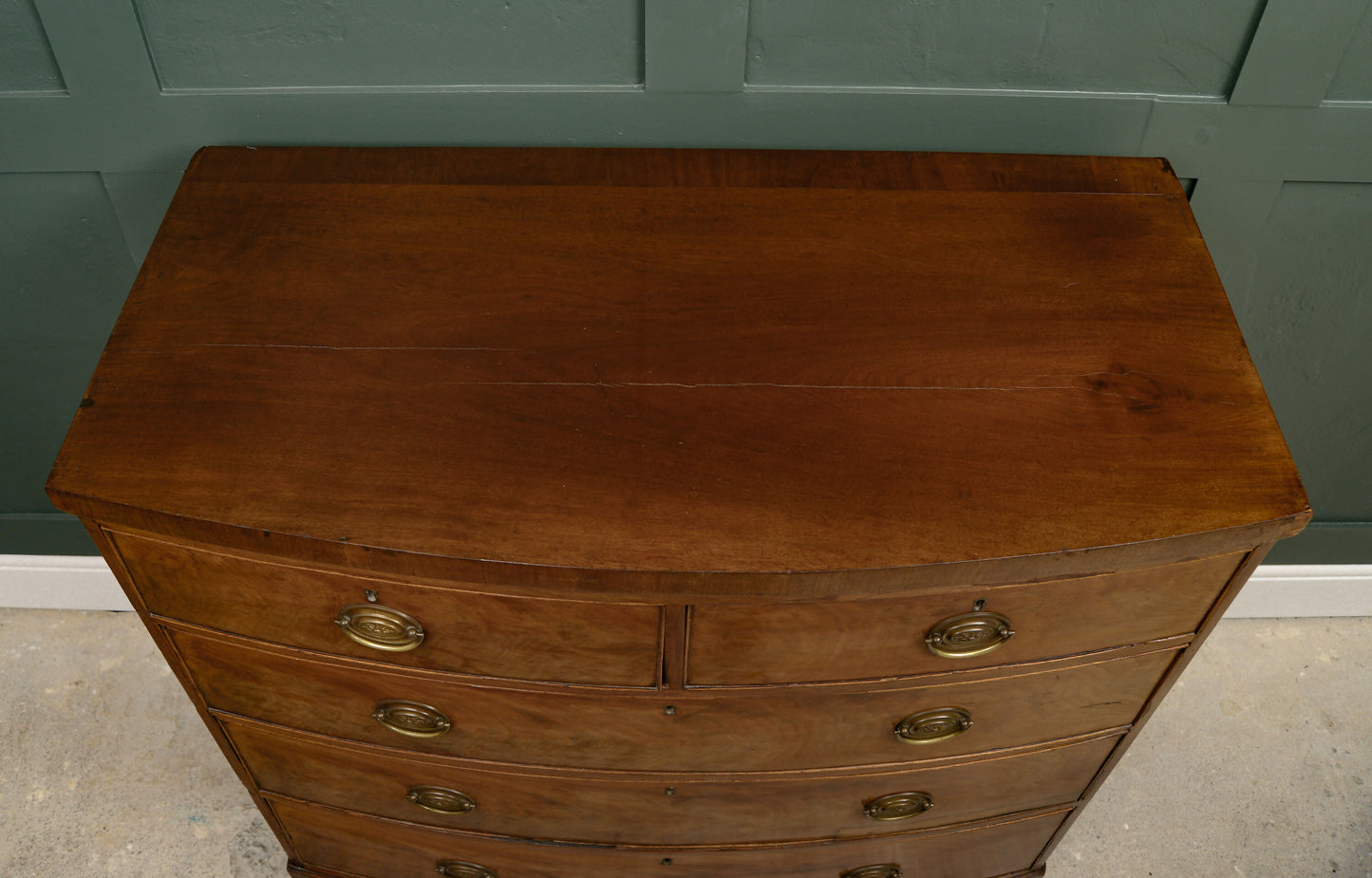Victorian Bow Fronted Mahogany Chest of Drawers - 2 Over 3