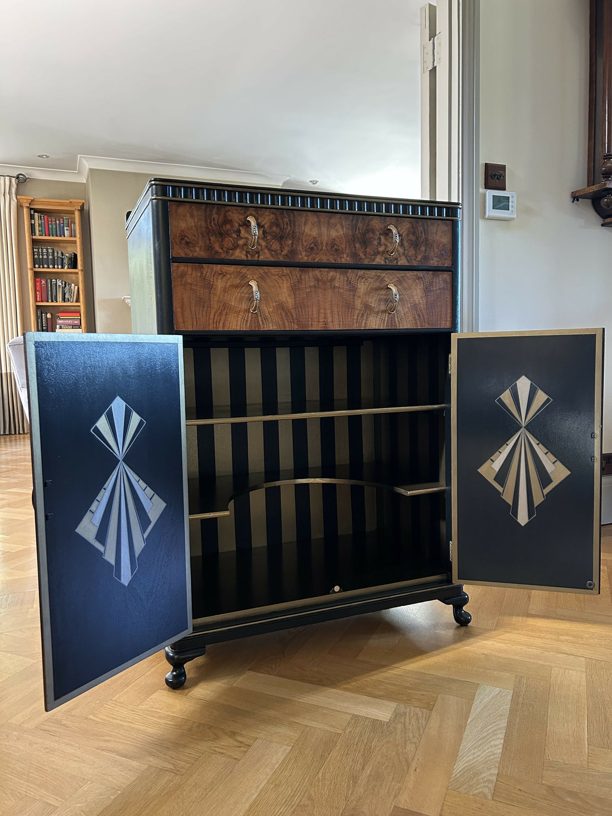 Art Deco Cocktail Cabinet. Original 1920's cabinet. Handpainted.