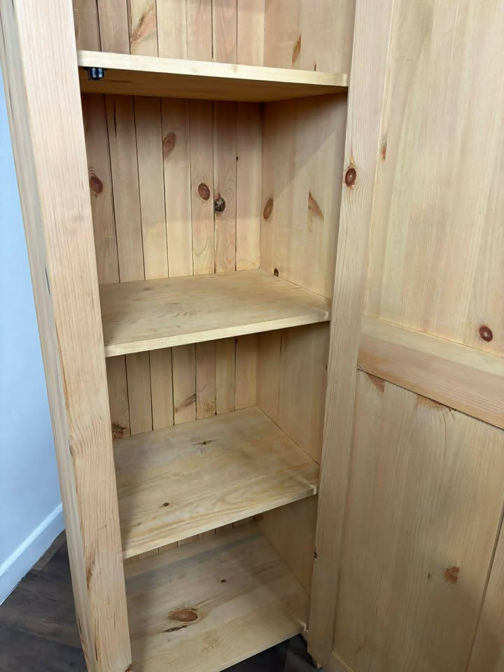 Modern Pine Kitchen Cupboard with Shelves – Wooden Storage Cabinet / Pantry