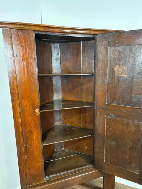 Antique Oak Corner Cupboard on Stand