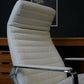 Vintage Danish Modern High Back Swivel Lounge Chair | Chrome & White Leather