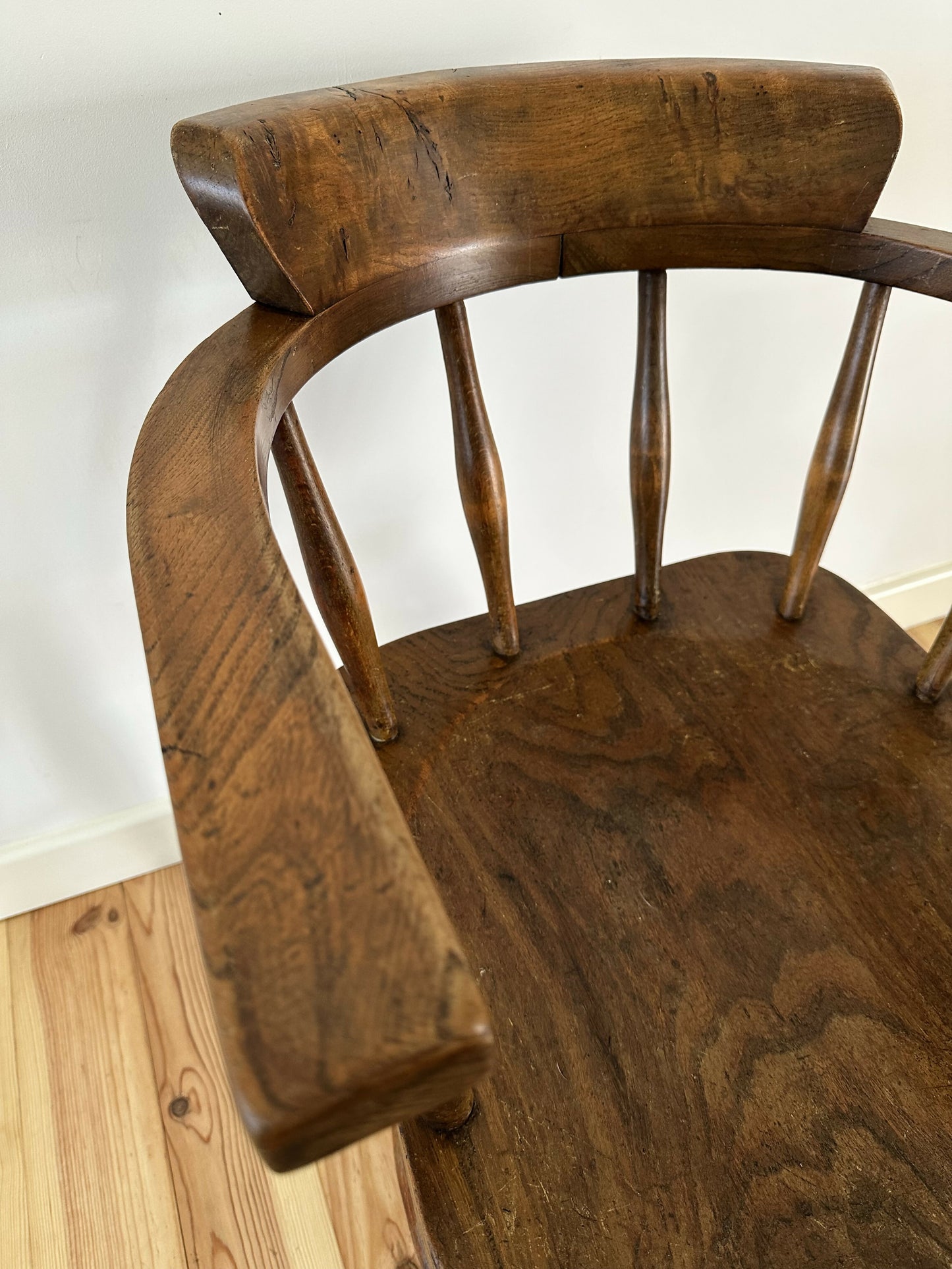 CC41 Captains Chair English Elm and Beech Chair Arts & Crafts Style Vintage Office Desk Chair