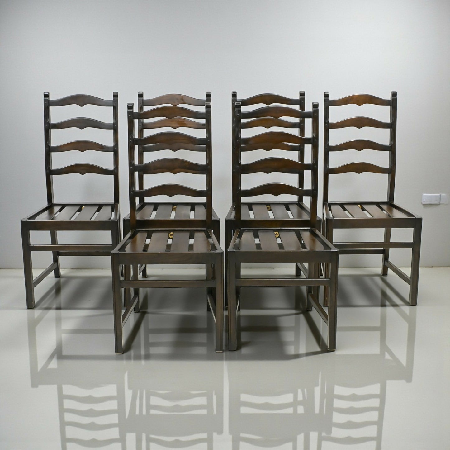Set of 6 1970s Ercol Ladderback Dining Chairs Dark Finish FREE UK Delivery*