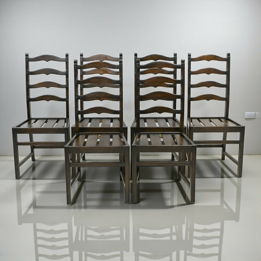 Set of 6 1970s Ercol Ladderback Dining Chairs Dark Finish FREE UK Delivery*. SBR11075/2210E