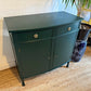 Newly refurbished bow fronted sideboard solid Wood Green antique vintage