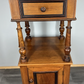 Bedside Table Antique French Style Marble Top Walnut Cupboard Cabinet LOT 4043