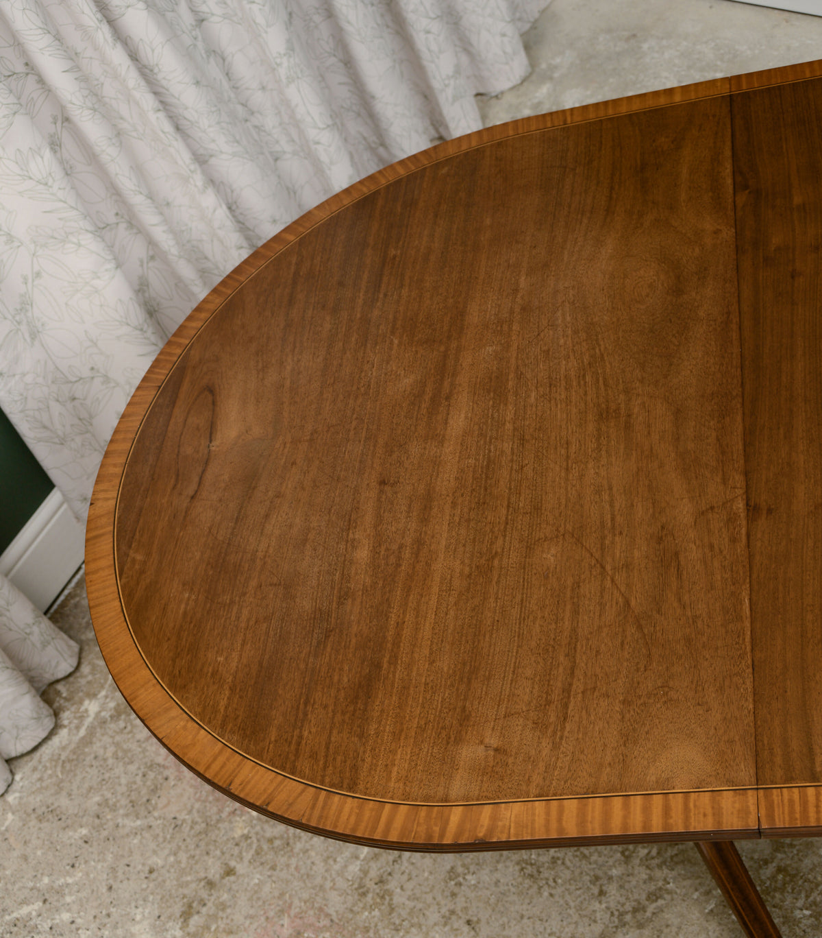 Regency Style Mahogany Extending Dining Table with Leaf - Twin Pedestal - D End