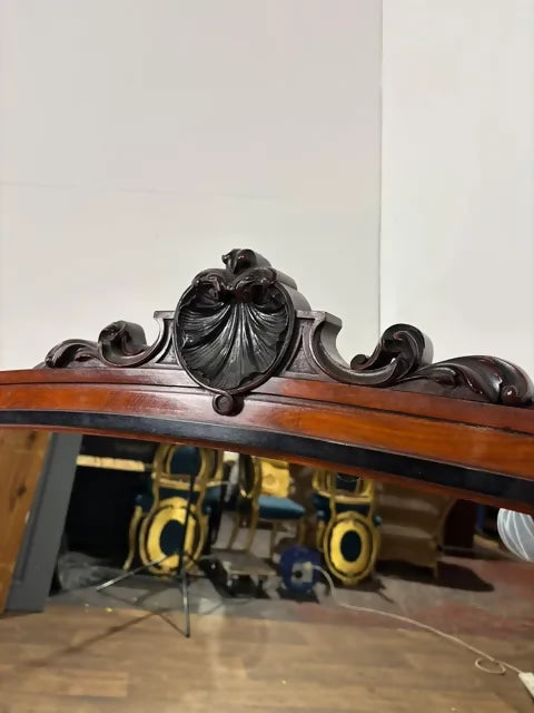 Victorian Mahogany Large Overmantel Mirror with Carved Decoration