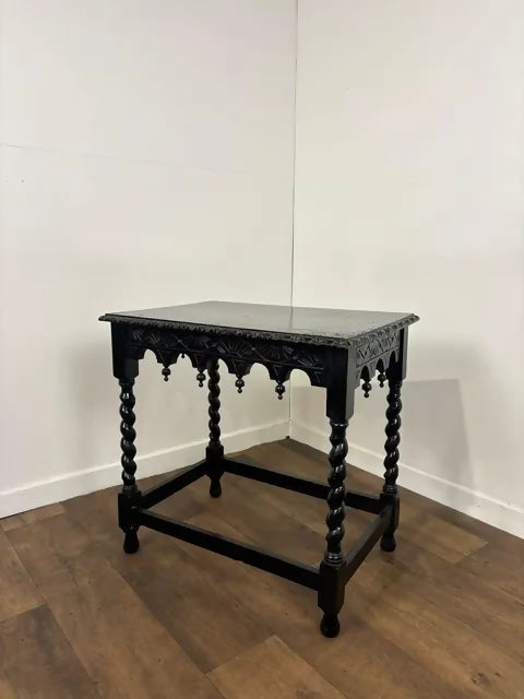 Antique Heavily Carved Barley Twist Side Table