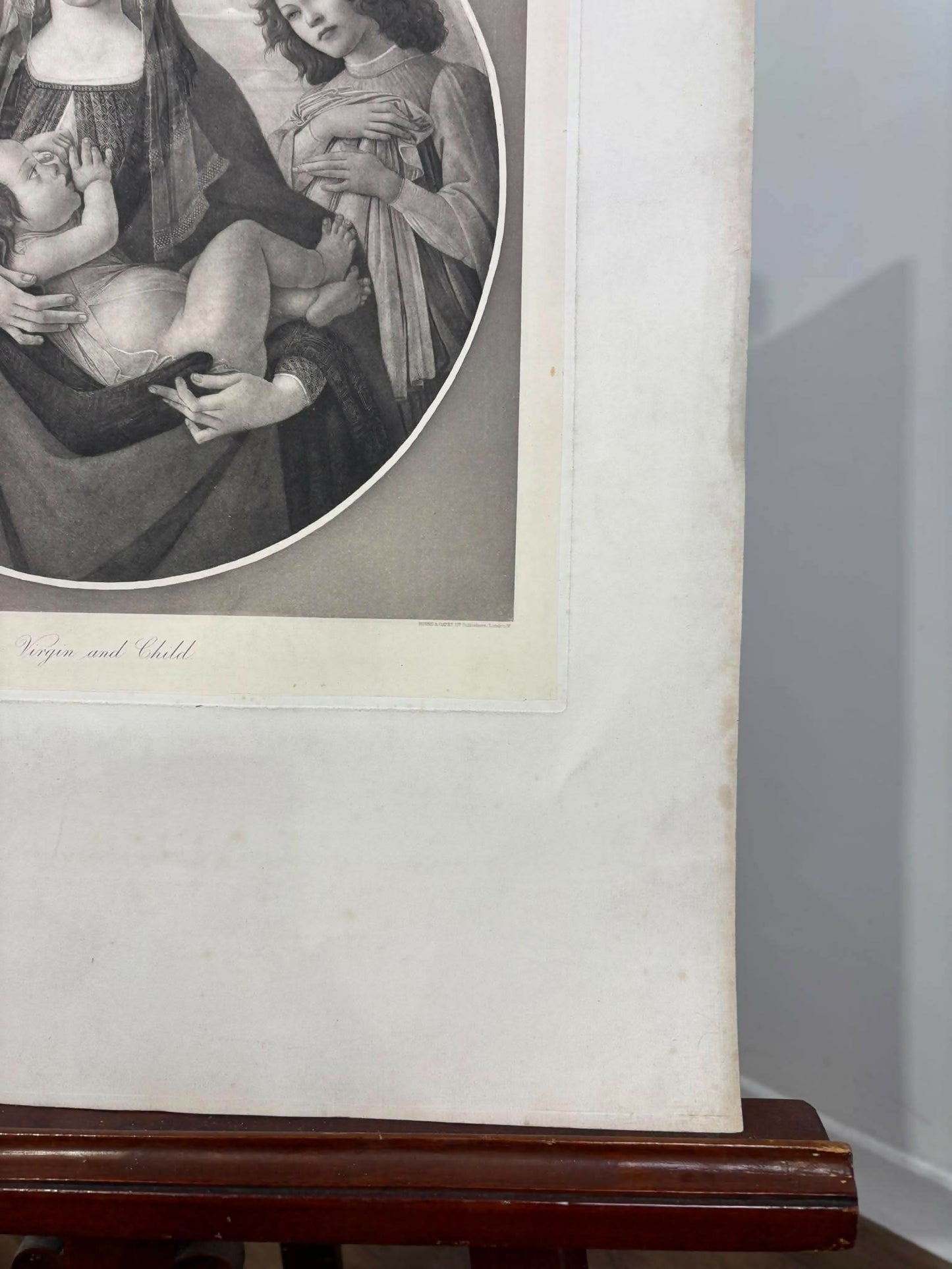 Vintage Religious Print – Virgin and Child with Saint John and an Angel after Botticelli