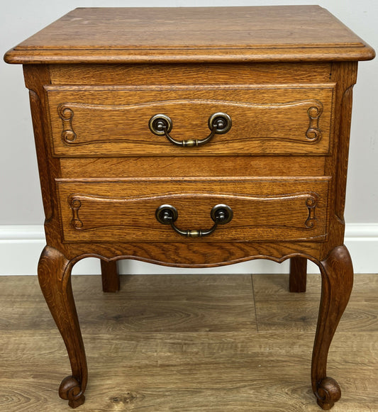 Bedside Table Vintage French Louis Style Oak Nightstand Carved Cabinet LOT 6301