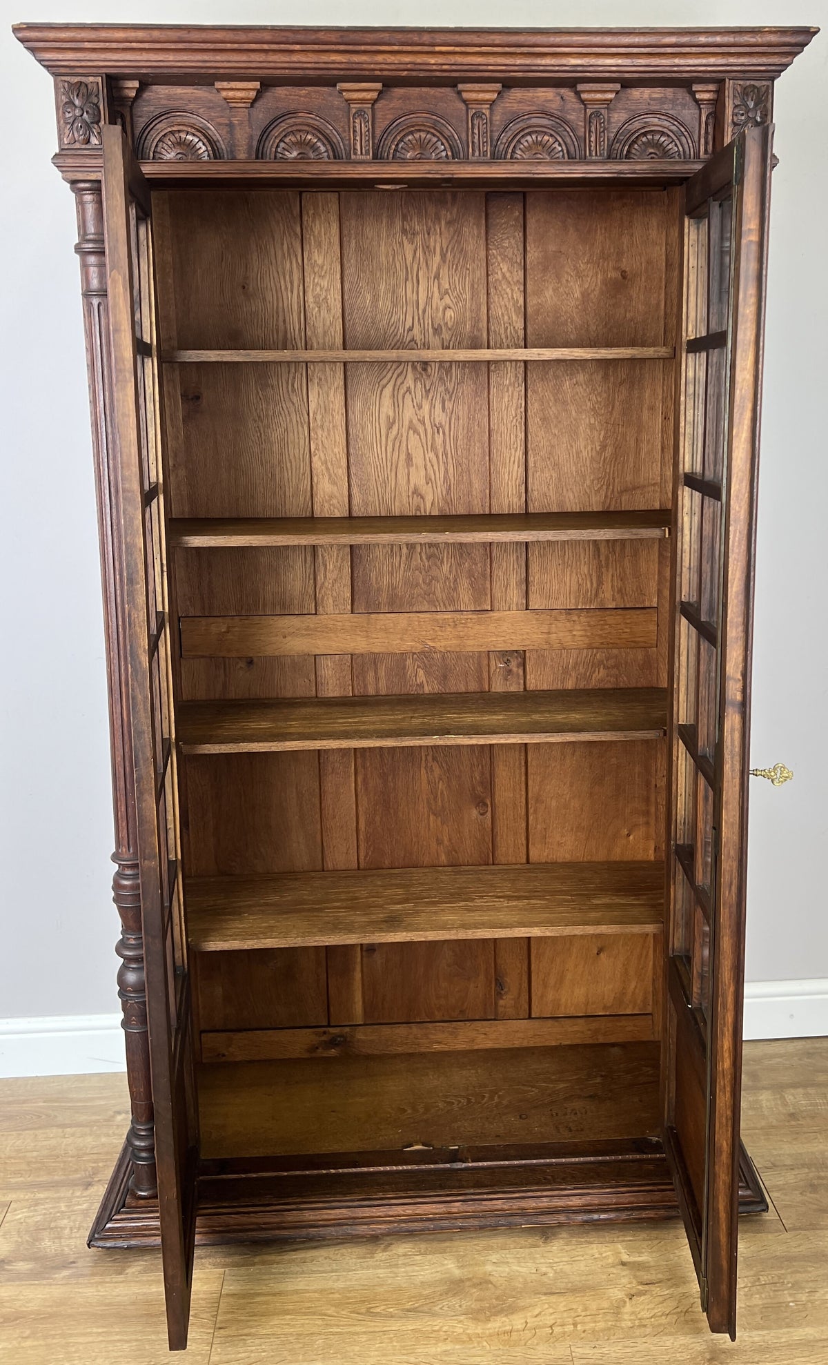 Bookcase Antique French Style Glazed Display Cabinet Oak Sideboard LOT 6545