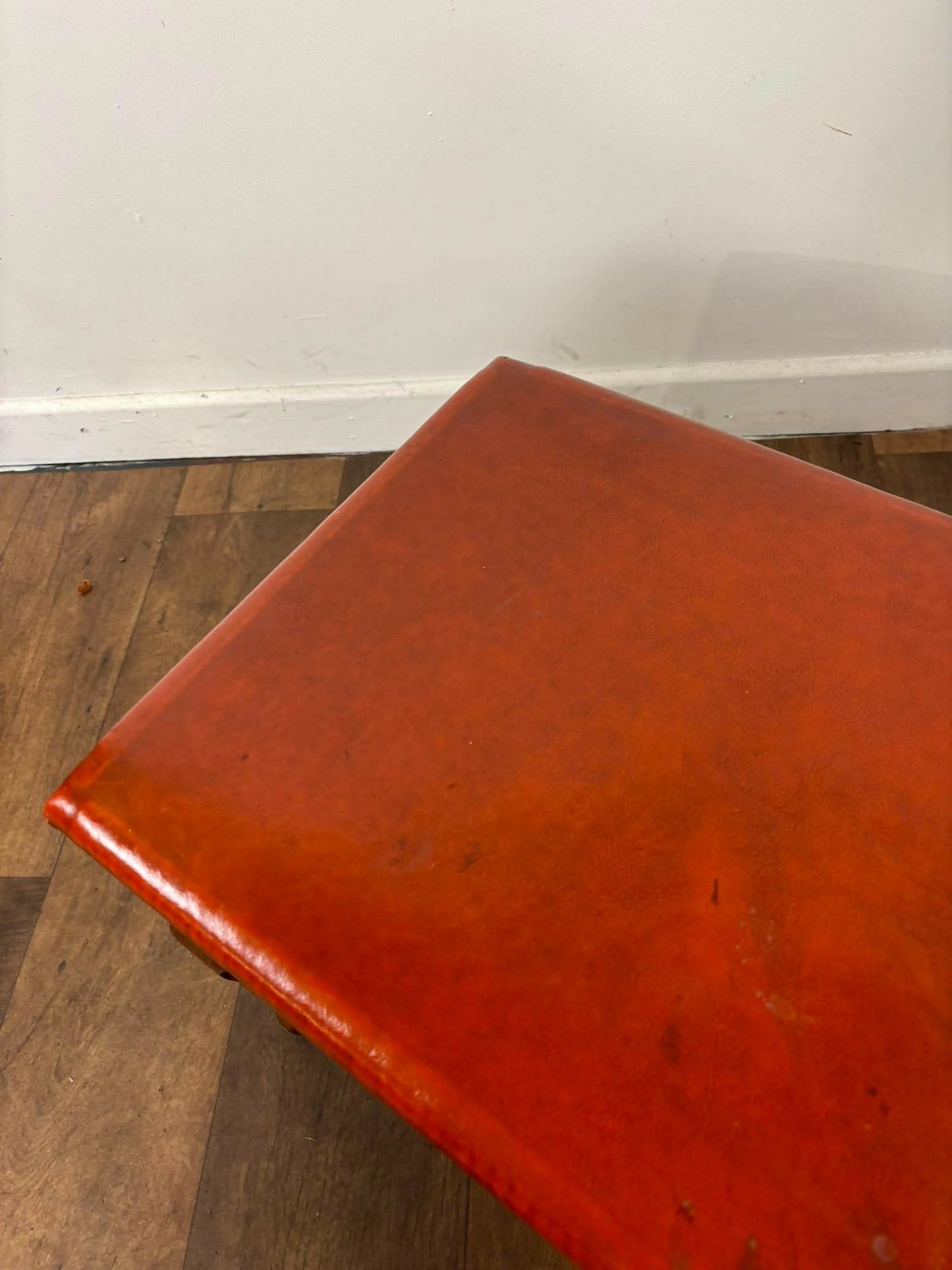 Vintage Leather Top Sewing Box - Stool