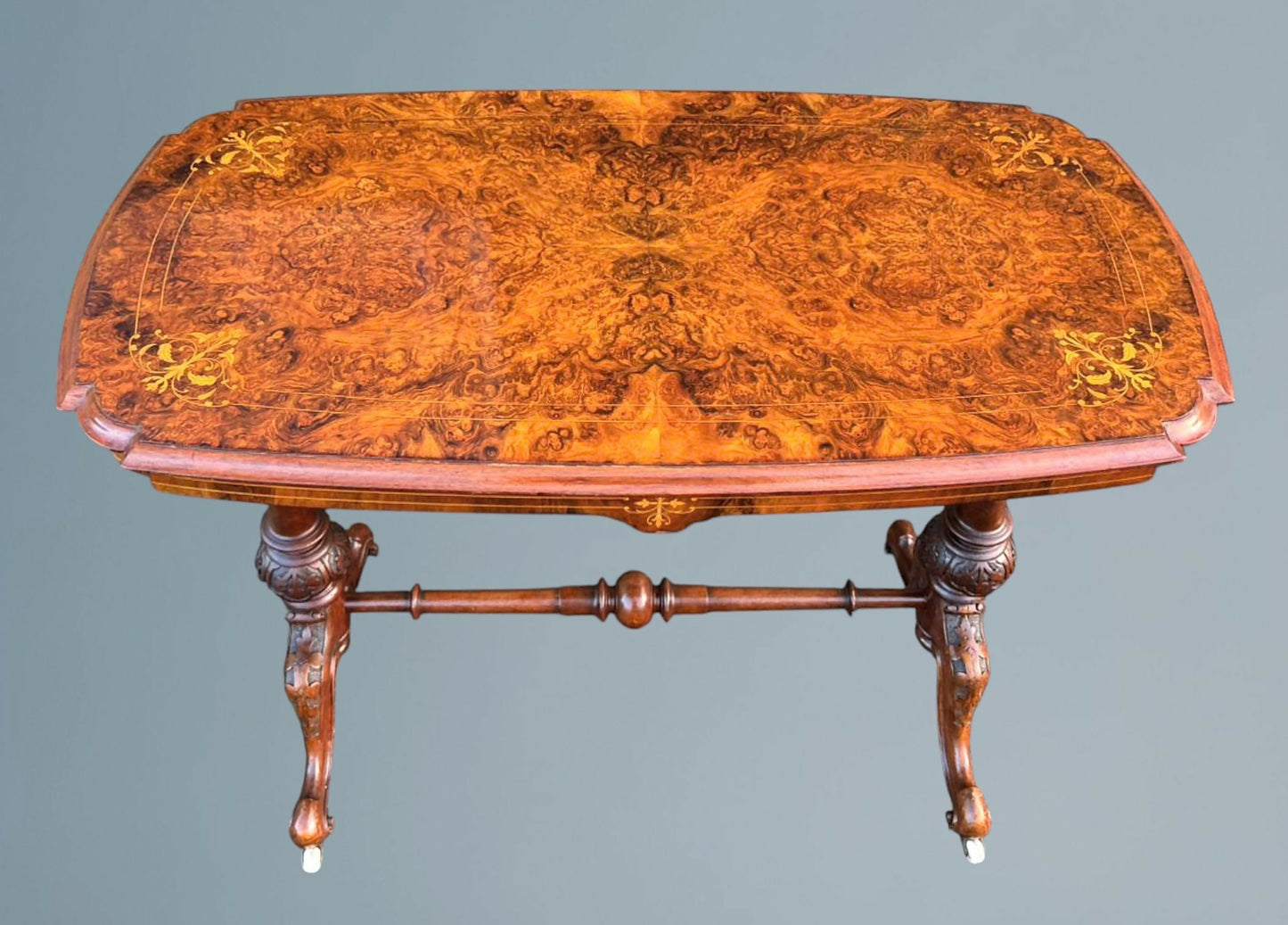 Antique Victorian Inlaid Walnut Free Standing Table