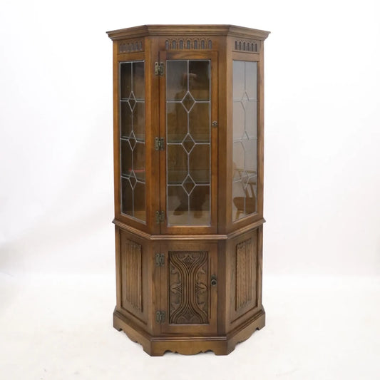 Old Charm Display Cabinet Lower Cupboard Light Oak Leadlight FREE* UK Delivery