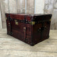 Genuine Bridle Leather Hand Dyed Belted Chestnut Brown Coffee Table Trunk