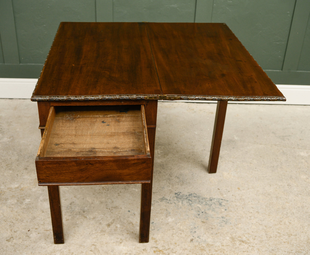Antique Mahogany Fold Over Tea Table - Games Table - Console Table