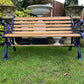 Cast Iron and Oak Garden Bench finished in Cadburys Blue