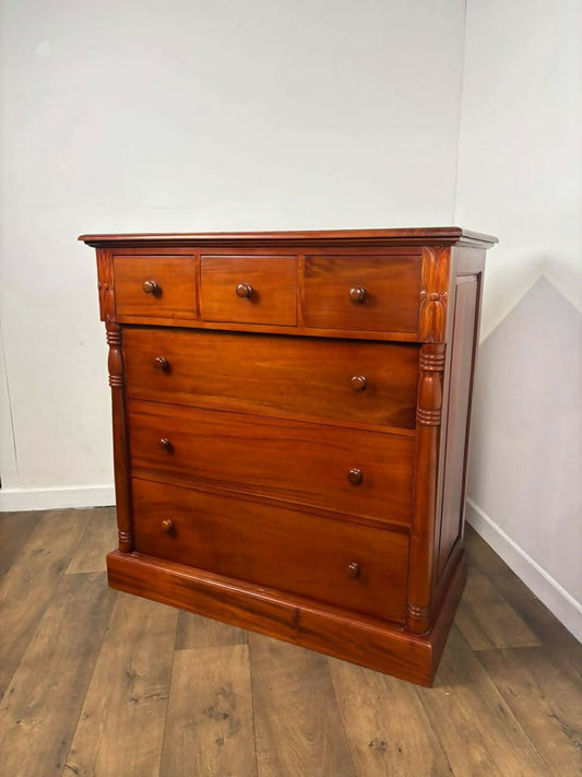 Reproduction Victorian Style Mahogany Six Drawer Bedroom Chest
