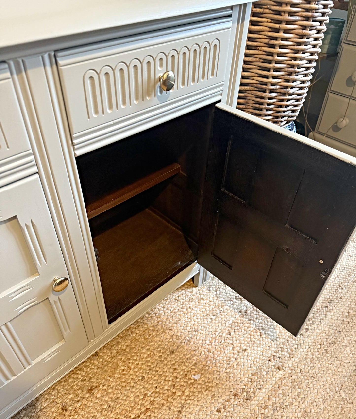 Newly refurbished sideboard solid elm wood