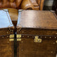 Handmade vintage storage trunks - luxury custom made - brown leather accent tables