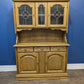 Large Solid Oak Dresser Cabinet Oak Veneer Leaded Glass Dresser Sideboard