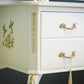Upcycled French style vintage Cream Dressing Table, vanity with large triple mirror and gold details,