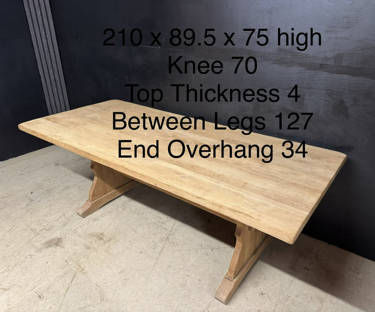 French Bleached Oak Farmhouse Dining Table