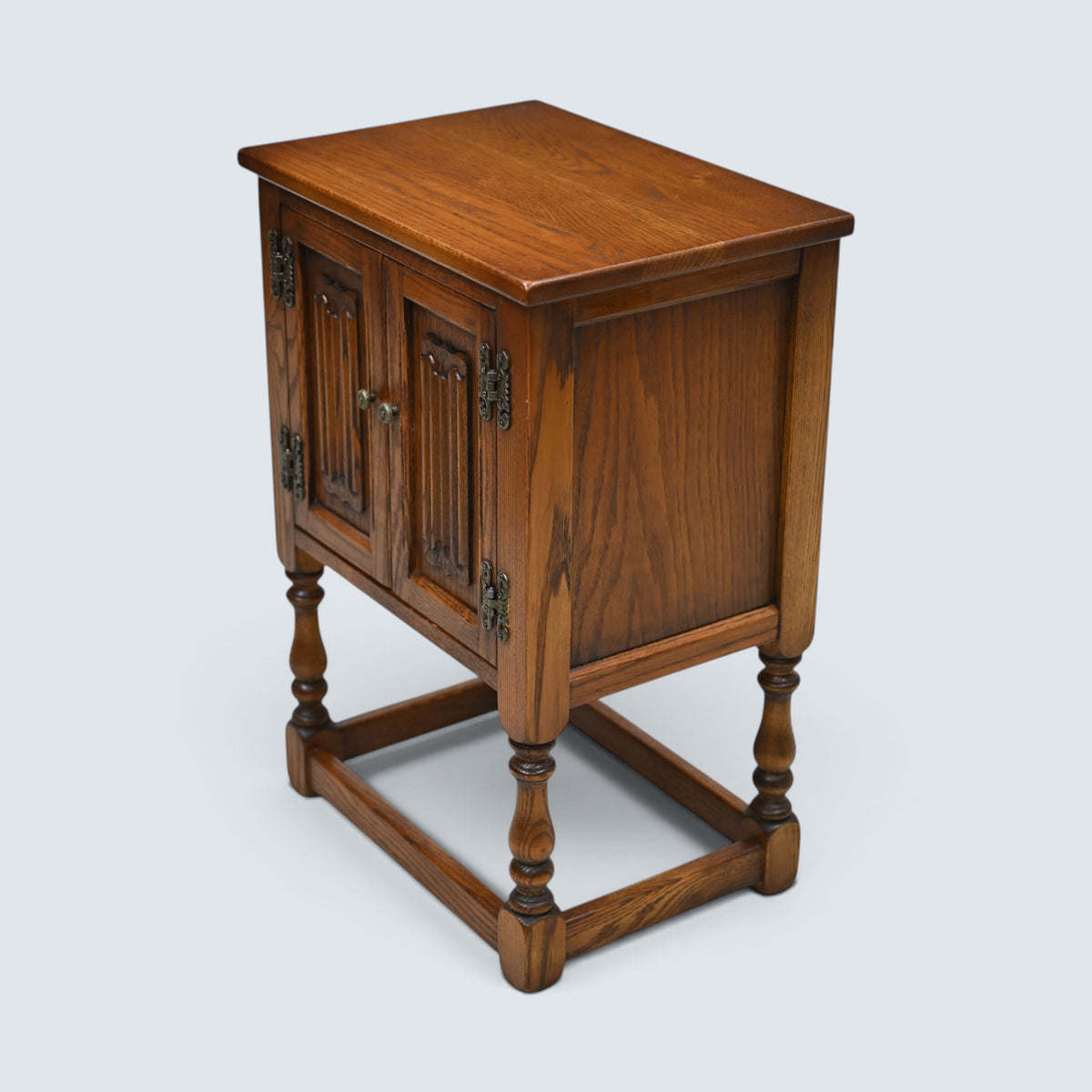 Old Charm Pedestal Cabinet/Side Table Linenfold Doors #1582 FREE UK Delivery*