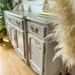 Vintage Queen Anne Sideboard Large, Carved Details, Neutral, Paint Wash - MADE TO ORDER