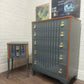 Grey striped 5 drawer dresser