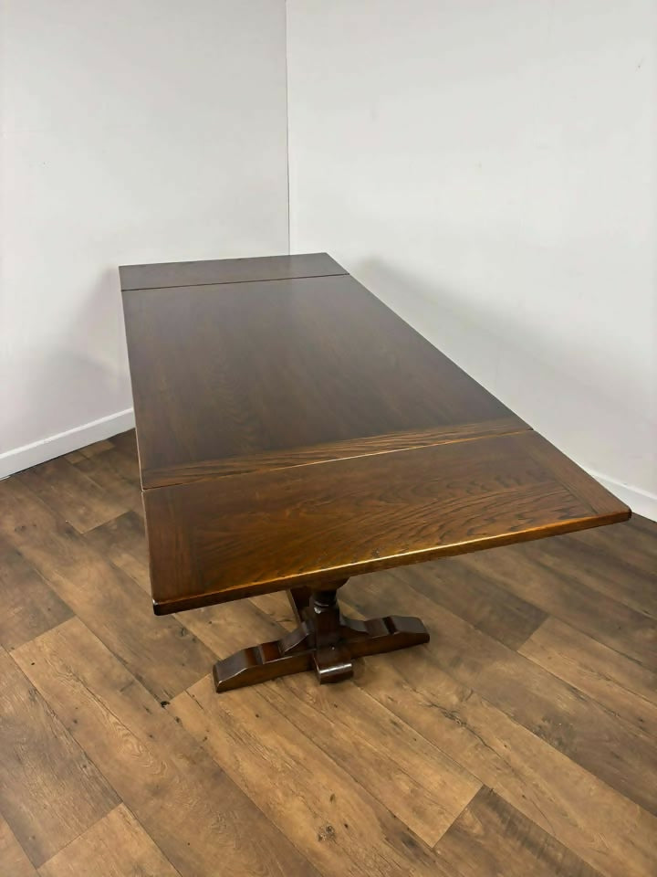 Vintage Priory Oak Refectory Style Draw Leaf Dining Table