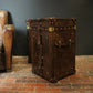 English vintage storage trunks - matching luxury pair - chestnut brown hand dyed