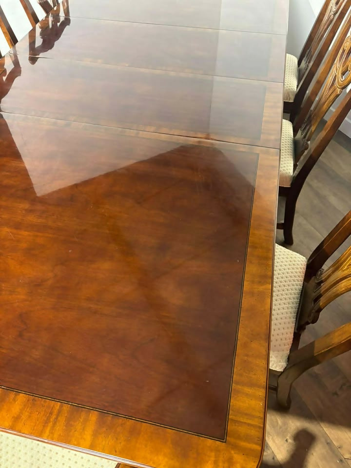 Reproduction Mahogany Twin Pedestal Dining Table Suite