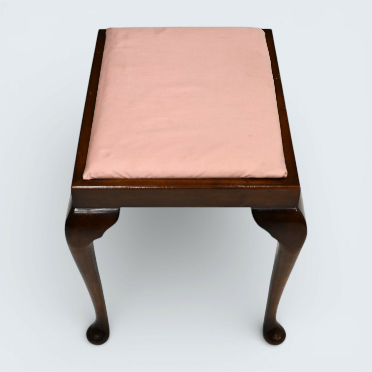 Vintage Dressing Table Stool Queen Anne Style Mahogany Pink FREE UK Delivery