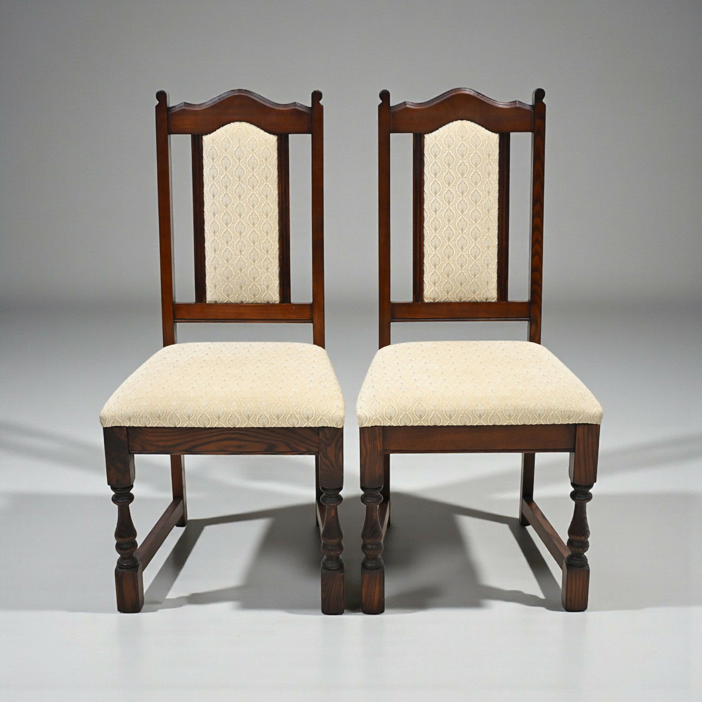 2 Old Charm Dining Chairs Solid Oak Tudor Brown Finish EXC FREE UK Delivery