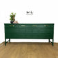 Large Vintage Nathan Sideboard in deep forest Green, mid century drink cabinet, TV stand, media unit